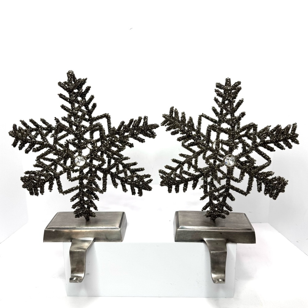 Pottery Barn Silver Snowflake Stocking Holders